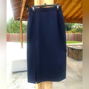 Handmade Vintage Fine Wool Office Pencil Skirt Navy Size XS